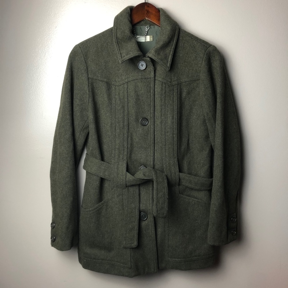 J. Crew Wool Blend Green Belted Jacket  XS